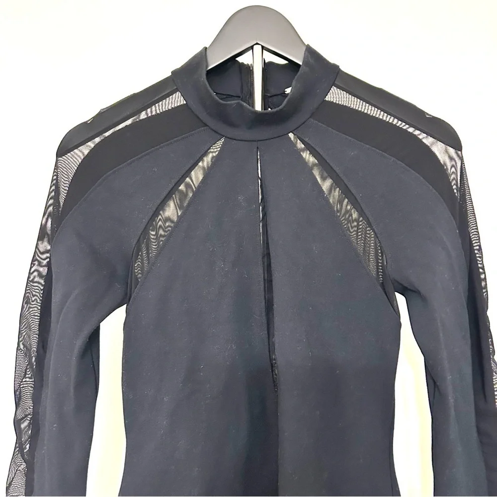 Free People Black Mesh & Spandex Long Sleeve Top – Size S